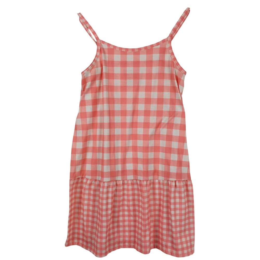 Cat & Jack Pink & White Plaid Gingham Sleeveless Girls Summer Dress Size M 7/8